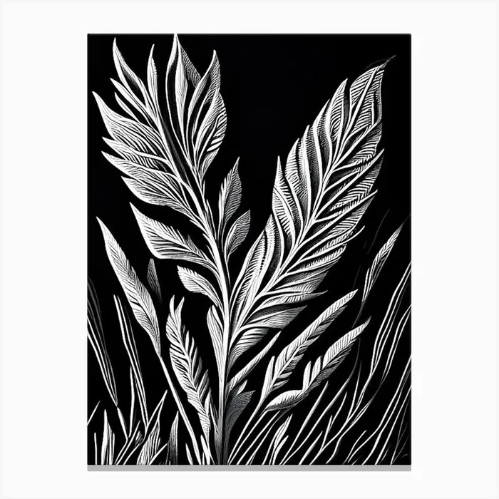 Wheat Leaf Linocut 1 Canvas PrintL& by Leaf & Stem Studio