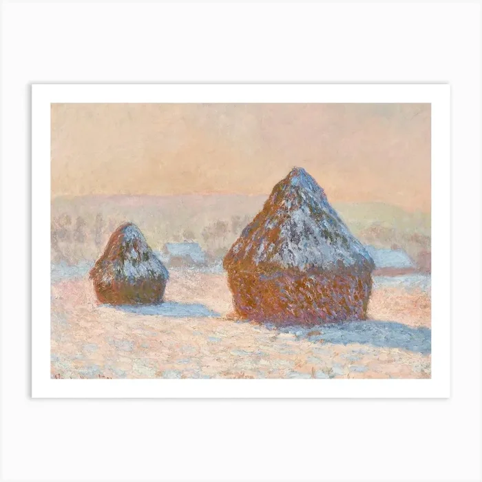 Wheatstacks, Snow Effect, Morning (1891), Claude Monet Art Print by Fy! Classic Art Prints and Posters