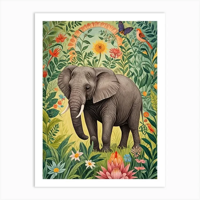 Whimsical Elephant Art PrintDP by Daydream Pacific