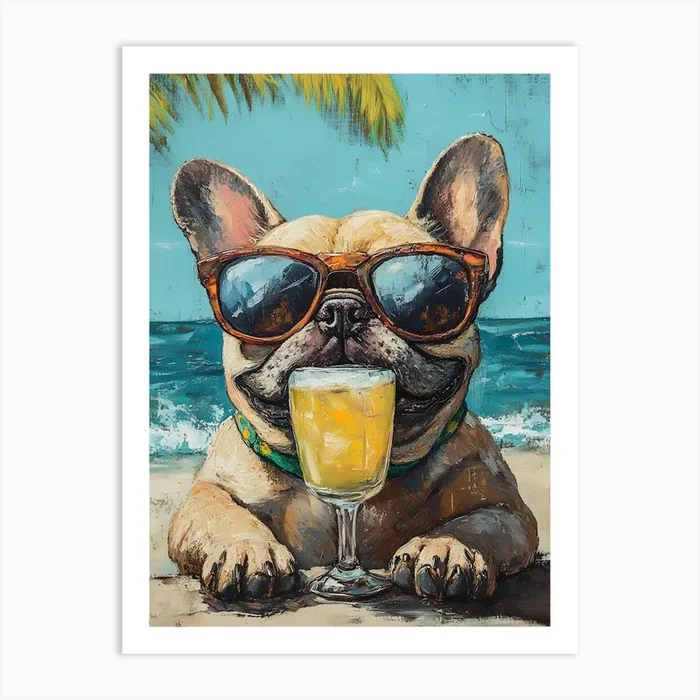 Whimsical Frenchies At The Bar 30 Art PrintSC by S.K. Coghlan