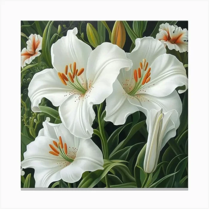 White Lilies Art Canvas PrintS by Saiful