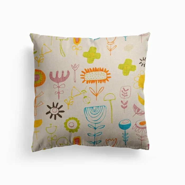 Wild Floral Rainbow Canvas Cushion by Susana Costa