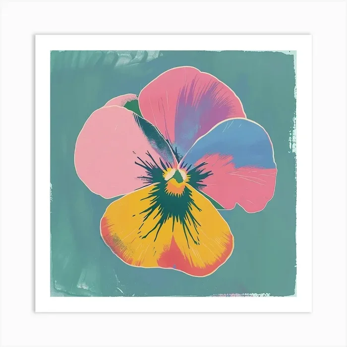 Wild Pansy 1 Square Flower Illustration Art Print by Botanic Studio