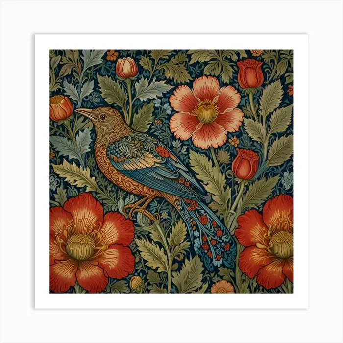 William Morris Bird Art Print by HabibArts