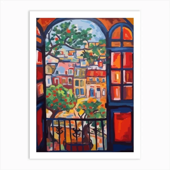 Window View Of Amsterdam In The Style Of Fauvist 4 Art Print by Urban Vistas