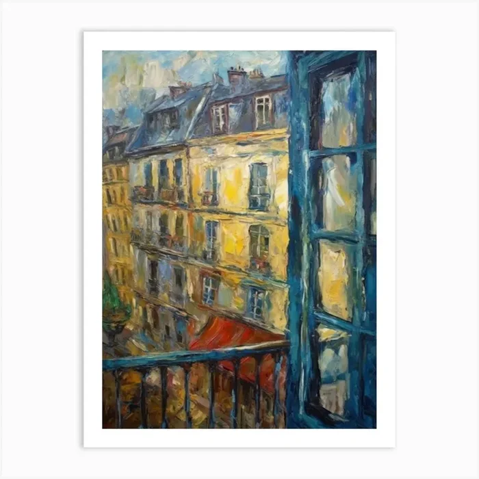 Window View Of Paris In The Style Of Expressionism 3 Art Print by Urban Vistas