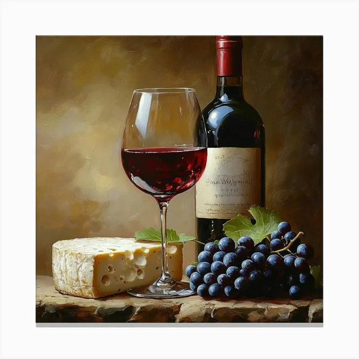 Wine And Cheese Art 2 Canvas PrintS by Saiful