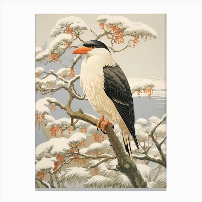 Winter Bird Painting Crested Caracara 4 Canvas Print by Feathered Muse