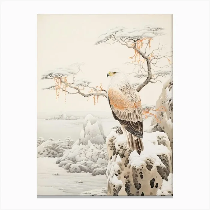 Winter Bird Painting Eagle 2 Canvas Print by Feathered Muse