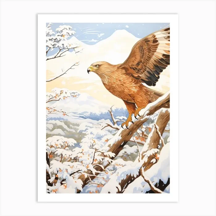 Winter Bird Painting Golden Eagle 1 Art Print by Feathered Muse