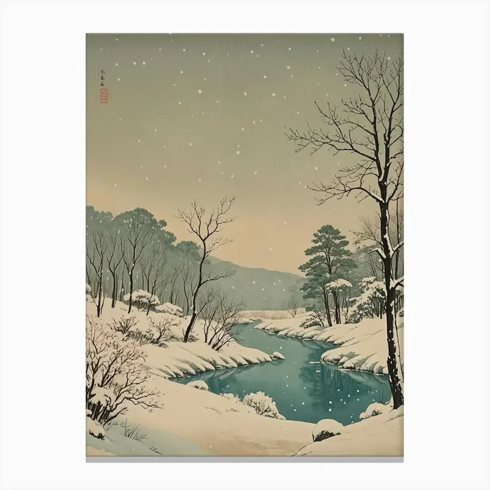 Winter Lake Landscape Canvas PrintDP by Daydream Pacific