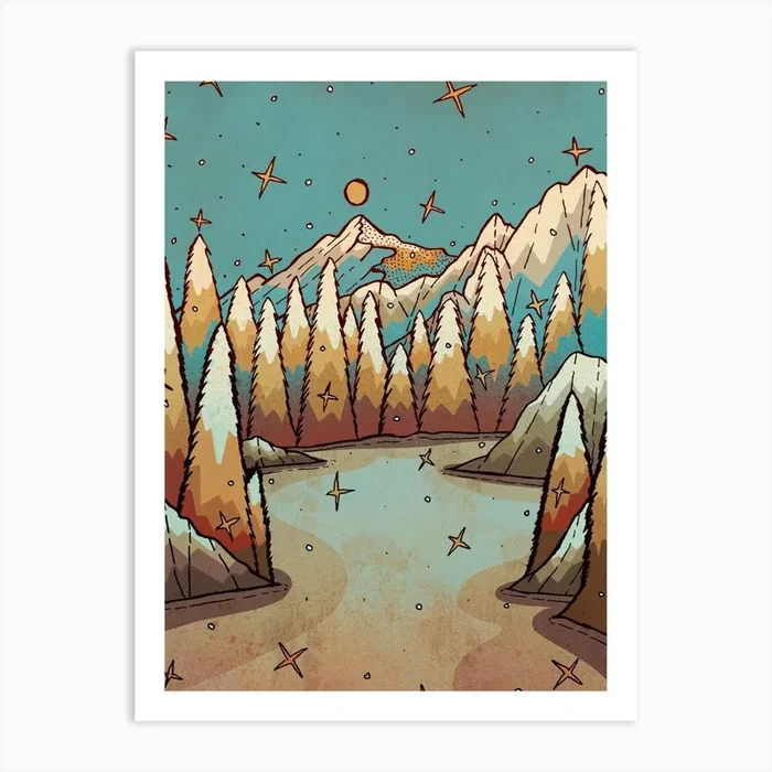 Winter Of Gold And Blue Art Print by Swadeillustrations