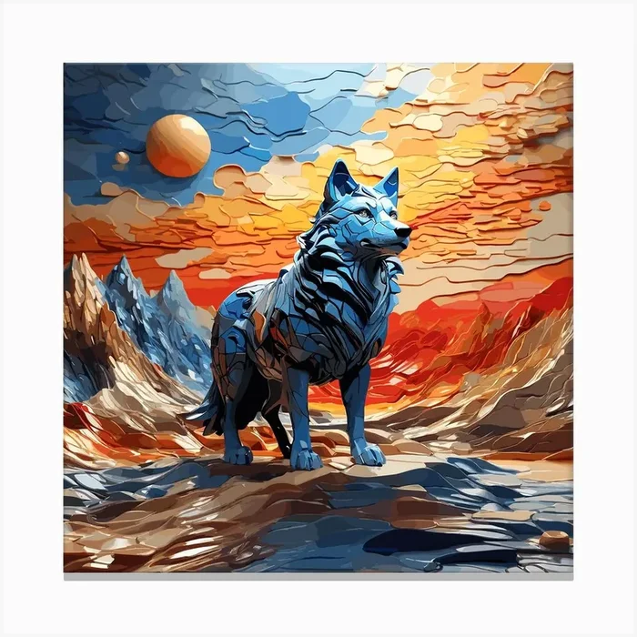 Wolf In The Desert Canvas Print by RedArt