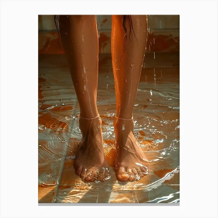 Woman’S Feet In Water 1 Canvas PrintCZ by Count Zero