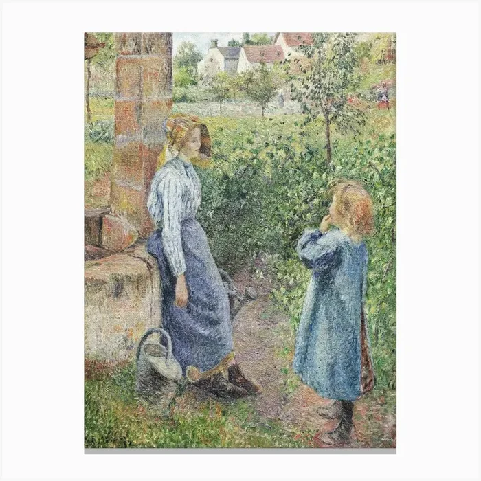 Woman And Child At The Well (1882), Camille Pissarro Canvas Print by Fy! Classic Art Prints and Posters