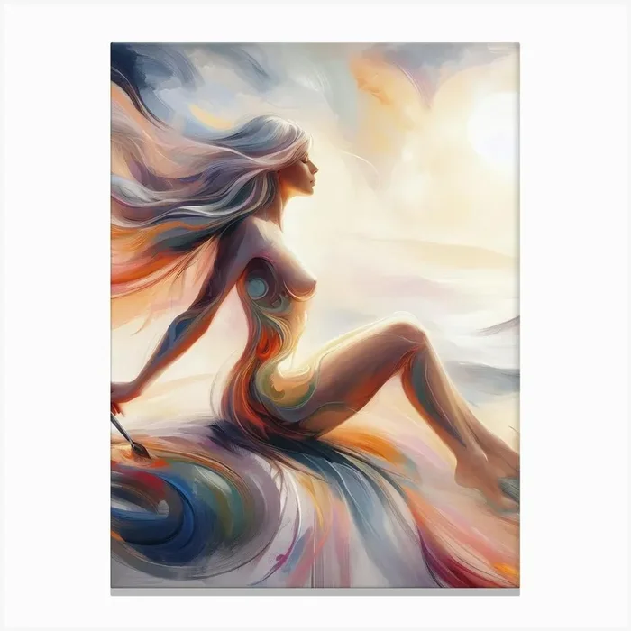 woman drawing Canvas Print by Surajpro