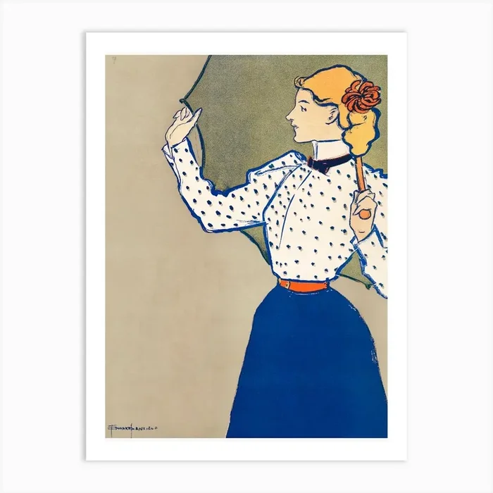Woman Holding Umbrella (1897), Edward Penfield Art Print by Fy! Classic Art Prints and Posters