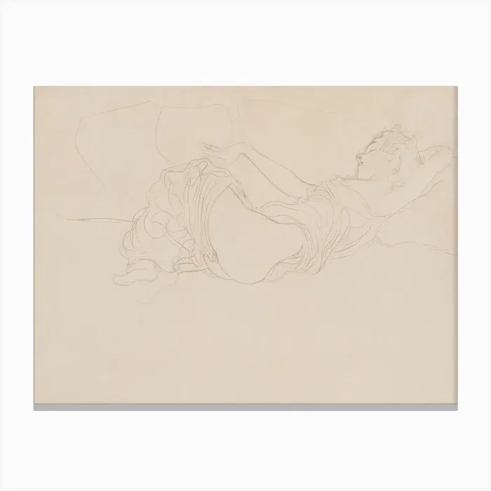 Woman Lying On Her Back, Partly Dressed (1904), Gustav Klimt Canvas Print by Fy! Classic Art Prints and Posters