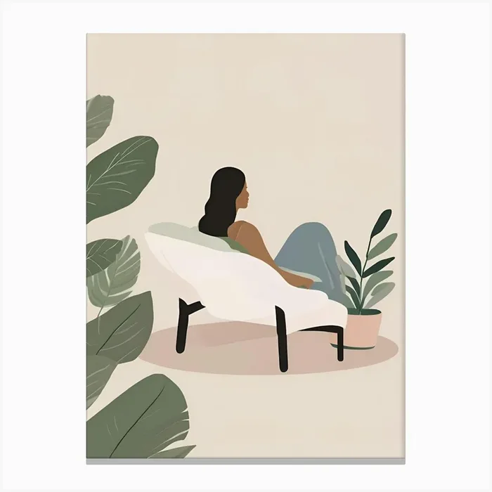 Woman Sitting On A Chair 1 Canvas Print by Henri Matisse Style Prints