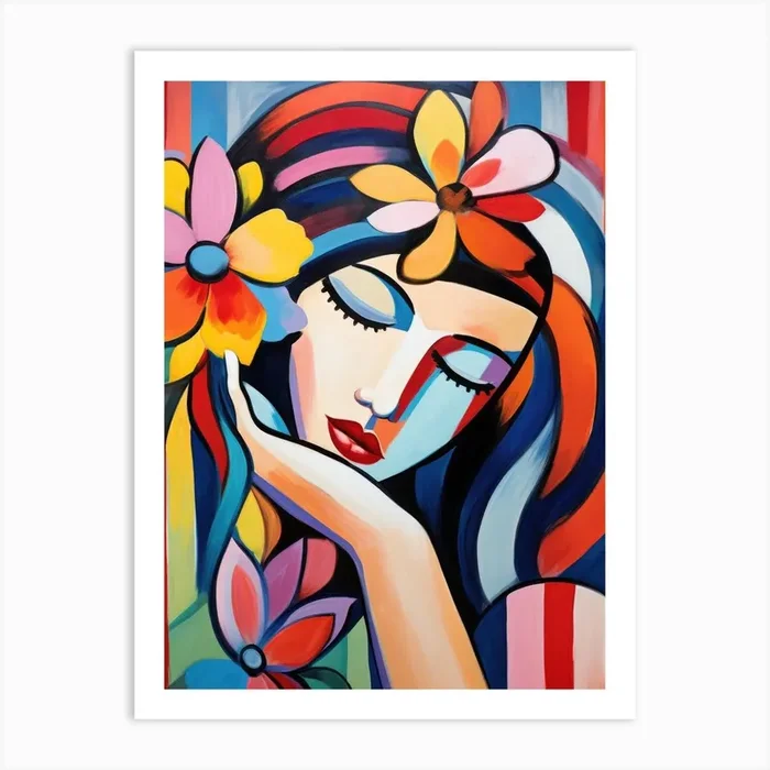 Woman With Flowers 11 Art Print by Moving Clouds Art
