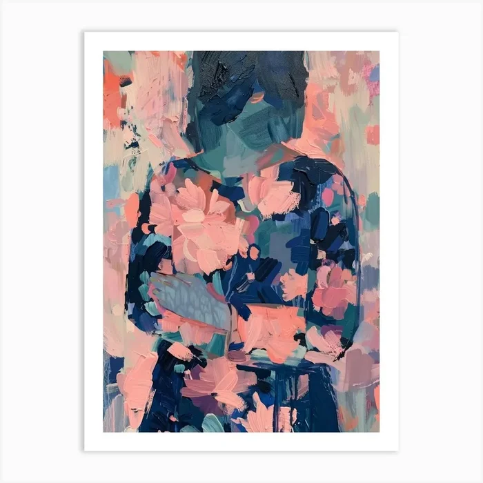 Woman With Flowers 16 Art Print by Moving Clouds Art