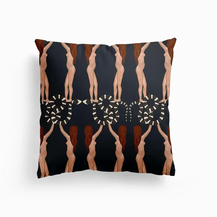 Women And Snakes Canvas Cushion by Haydee