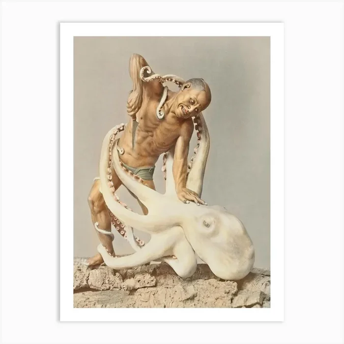 Wood Carving, Hand Colored, Ogawa Kazumasa Art Print by Fy! Classic Art Prints and Posters