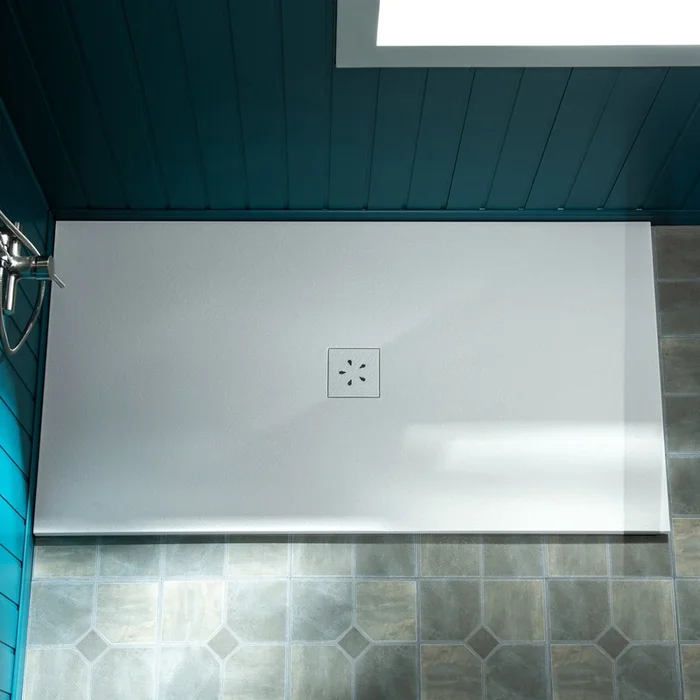 WOODBRIDGE 60-in L x 32-in W Zero-Threshold End-Drain Shower Base with Center Drain Placement, Matching Decorative Drain Plate and Tile Flange, Wheel Chair Access, Low Profile