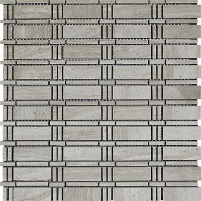 Wooden Gray Polished Marble Mosaic Skyline