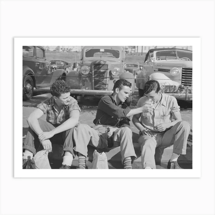Workmen During Lunch Period, Across The Street From The Consolidated Airplane Factory, San Diego, California Art Print by Fy! Classic Art Prints and Posters