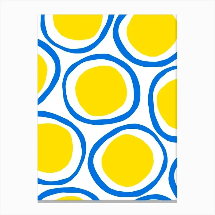 Yellow And Blue Circles 3 Canvas Print by Molly Gransden