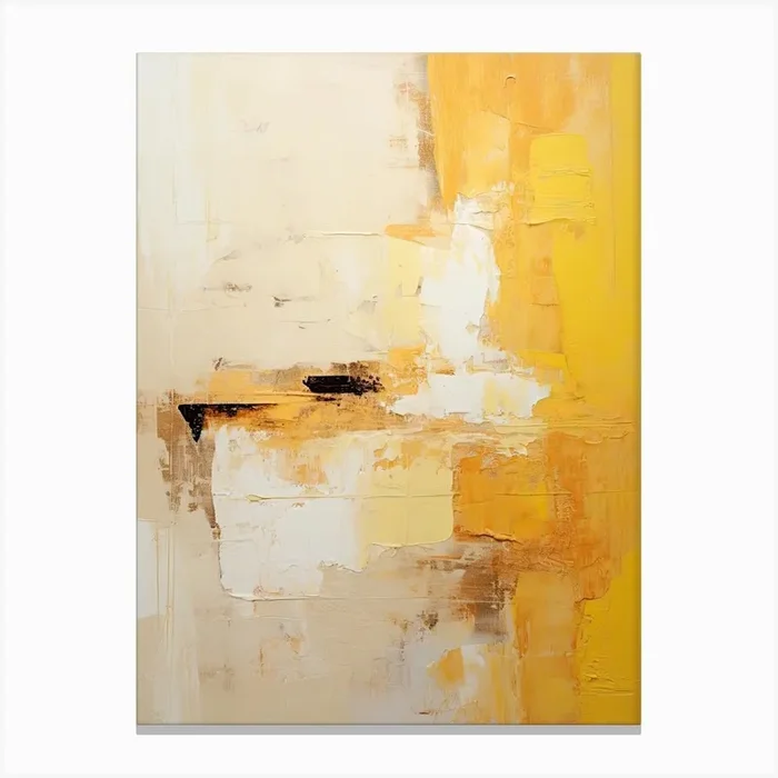 Yellow And Brown Abstract Raw Painting 1 Canvas Print by Abstract Art Expressions