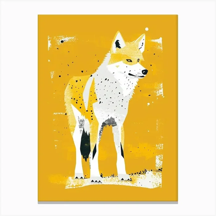 Yellow Arctic Wolf 2 Canvas Print by Scribble Studio