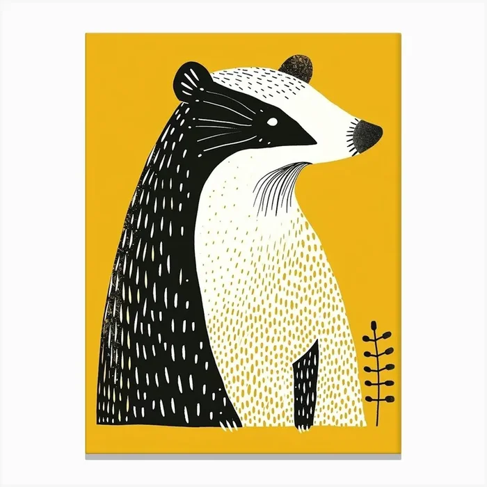 Yellow Badger 2 Canvas Print by Scribble Studio