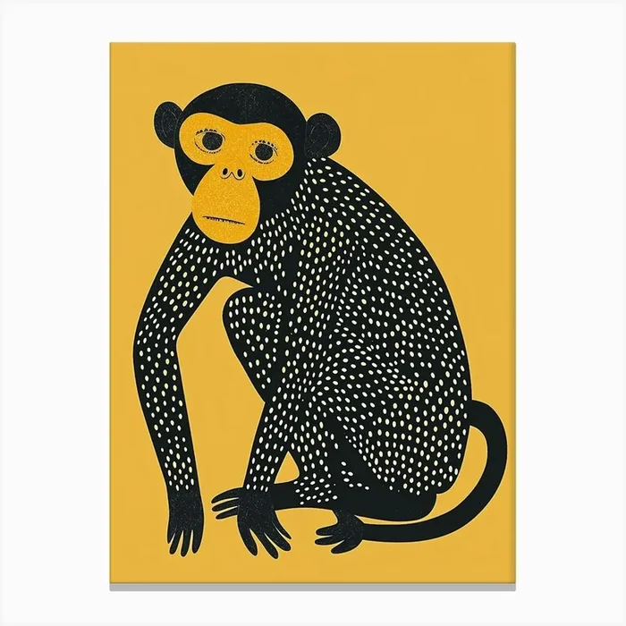 Yellow Bonobo 3 Canvas Print by Scribble Studio