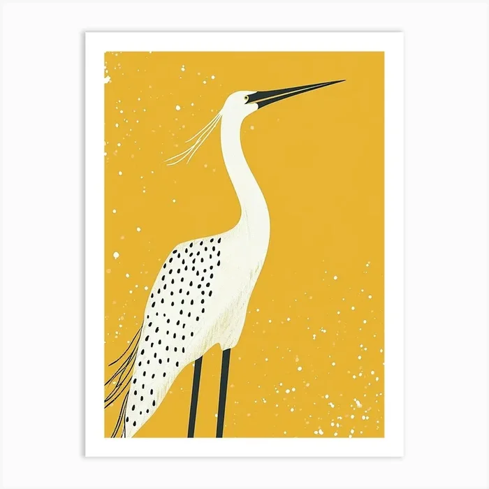 Yellow Crane 3 Art Print by Scribble Studio