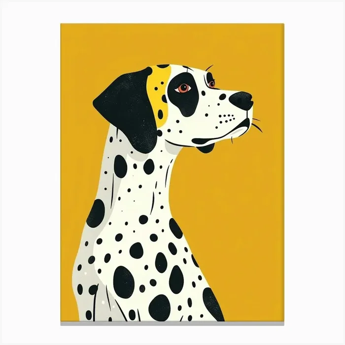 Yellow Dalmatian 2 Canvas Print by Scribble Studio
