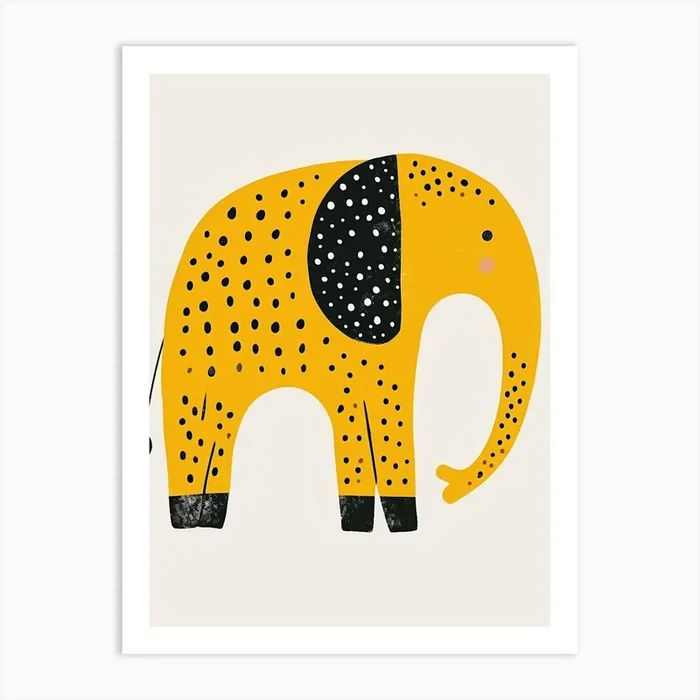 Yellow Elephant 7 Art Print by Scribble Studio
