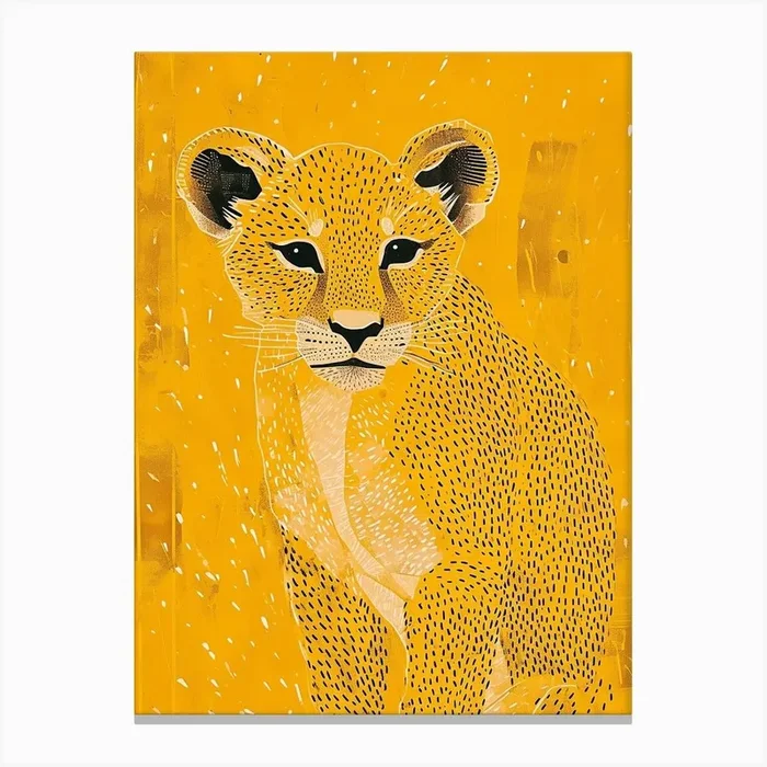 Yellow Mountain Lion 3 Canvas Print by Scribble Studio