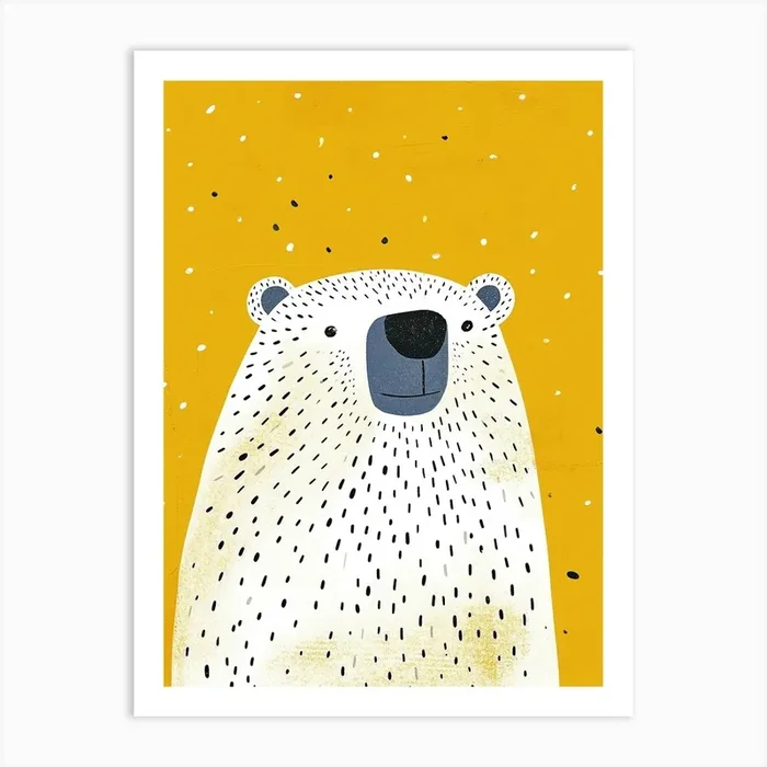 Yellow Polar Bear 4 Art Print by Scribble Studio