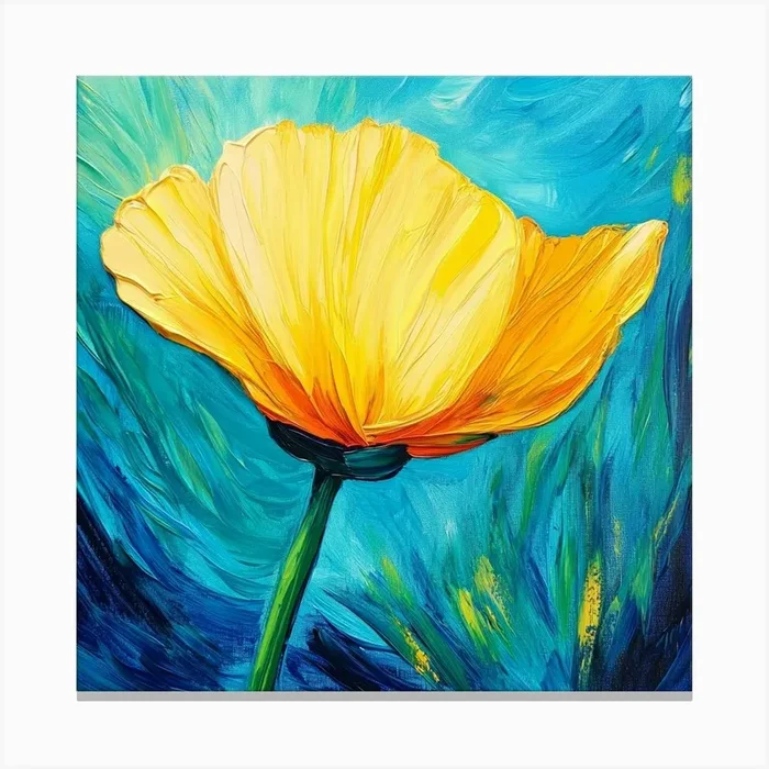 Yellow Poppy Art Canvas PrintS by Saiful