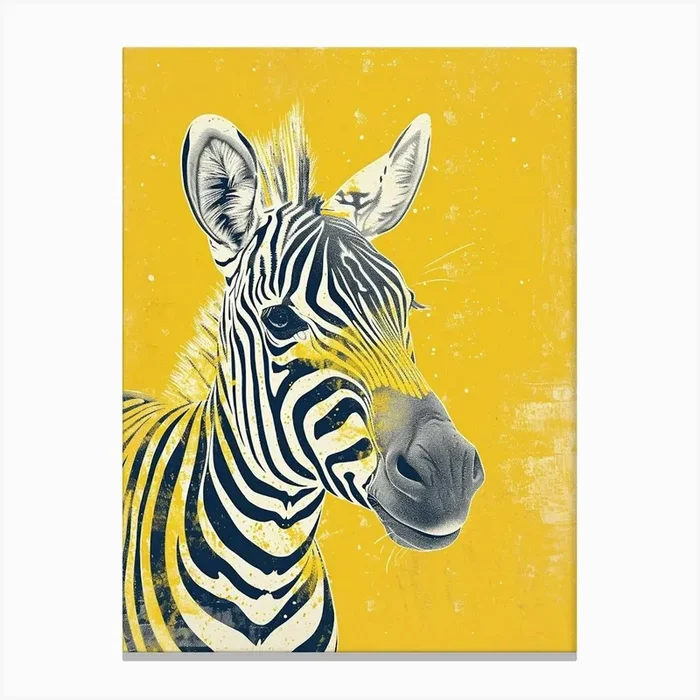 Yellow Zebra 1 Canvas Print by Scribble Studio