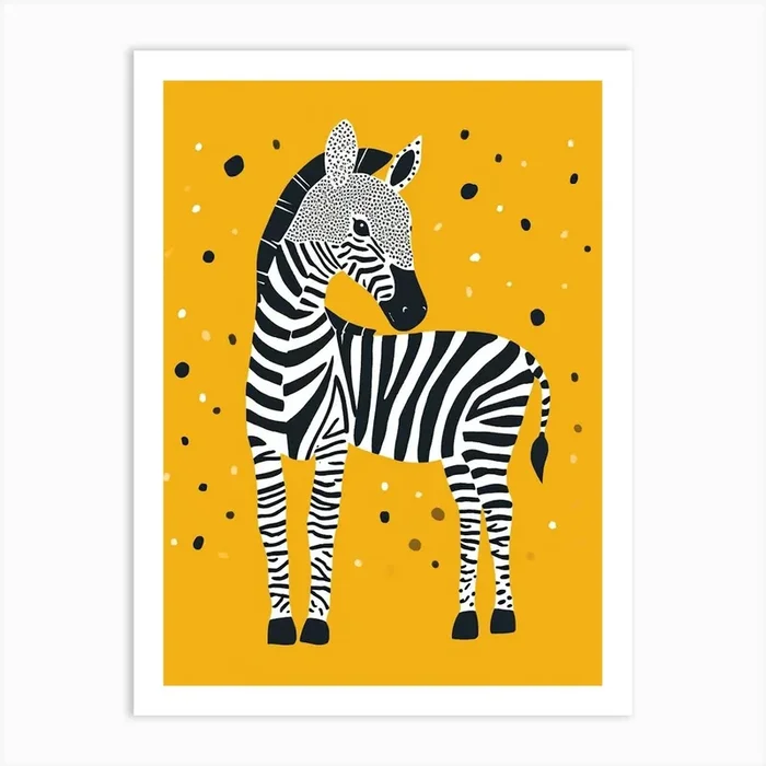 Yellow Zebra 4 Art Print by Scribble Studio