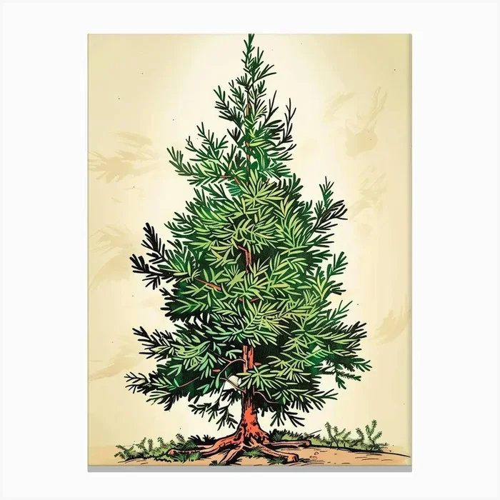 Yew Tree Storybook Illustration 4 Canvas Print by Bough And Bloom Artistry
