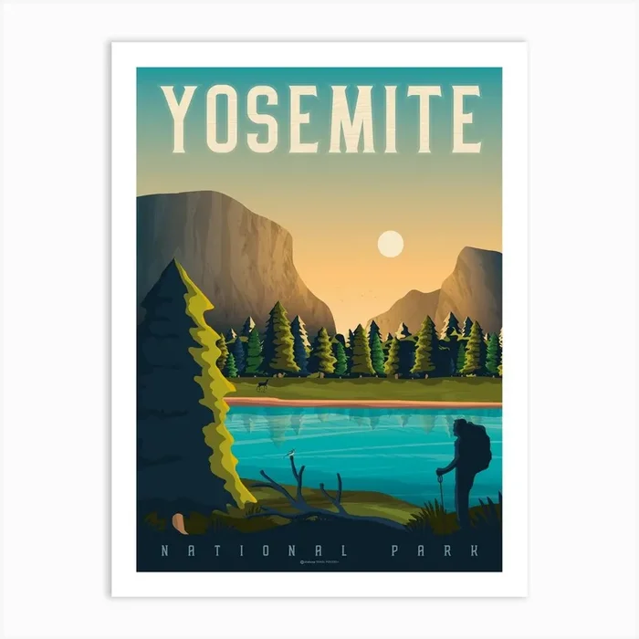 Yosemite National Park Art Print by Olahoop Travel Posters