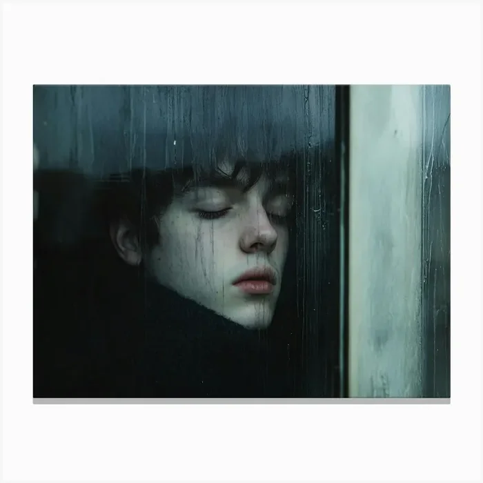 Young Man Looking Out A Window Canvas Print by ThatWorksMedia
