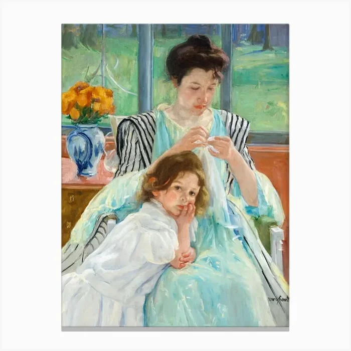 Young Mother Sewing (1900), Mary Cassatt Canvas Print by Fy! Classic Art Prints and Posters