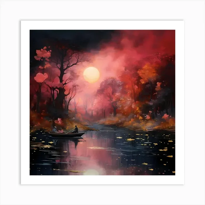 Yuletide Reflections in Monet’s Palette Art Print by Quantum Vivid Digital Art