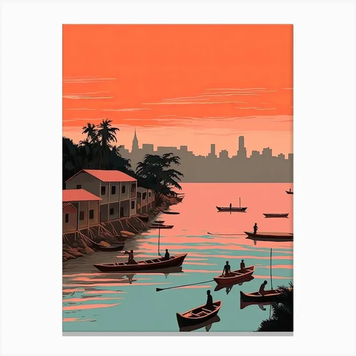 Zanzibar, Tanzania, Graphic Illustration 3 Canvas Print by Dreamy Seasons Art