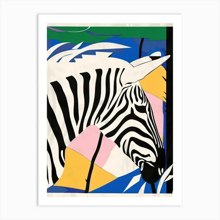 Zebra 1 Cut Out Collage Art Print by ArtEra Creations